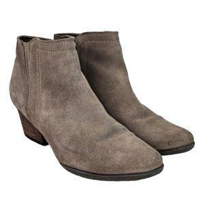 Blondo Valli Taupe Suede Waterproof Heeled Side Zip Ankle Bootie Shoes Sz 9.5